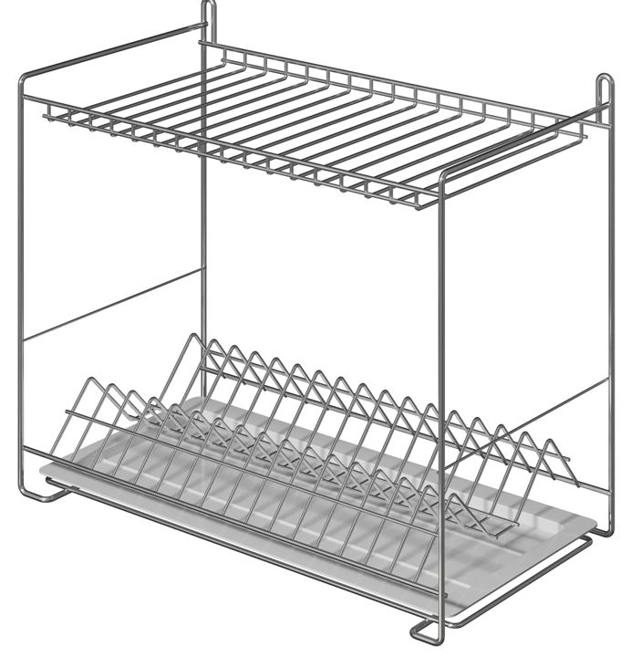Chrome wall-mounted dish drying rack