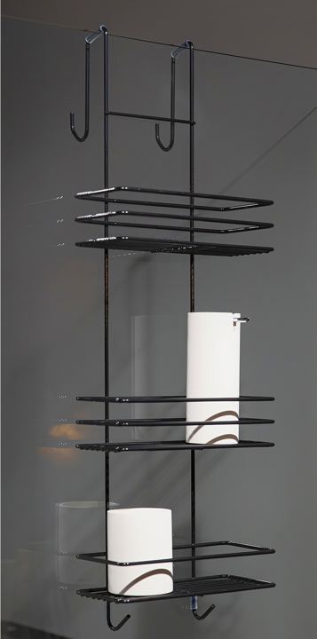 Black three-tier shower cabin shelf