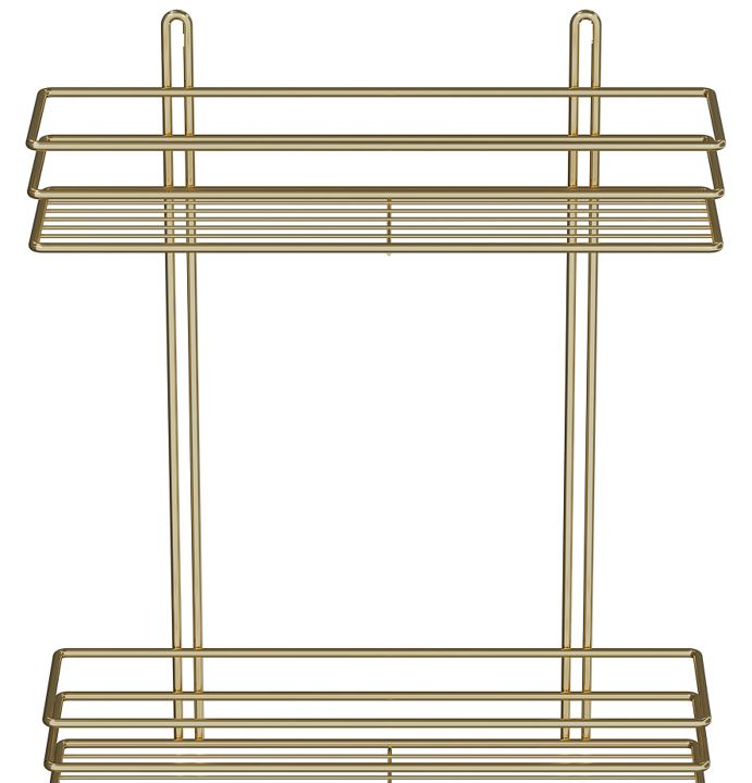 Gold two-tier rectangular wall shelf