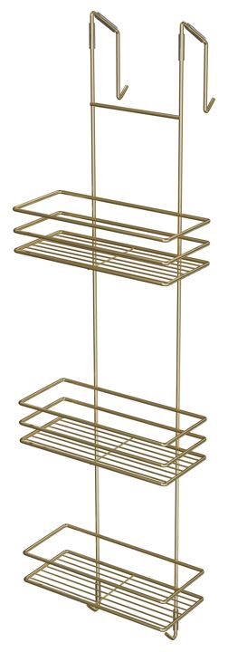 Gold three-tier shower cabin shelf